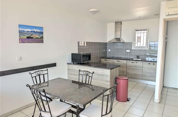 Cuisine equipee et espace repas